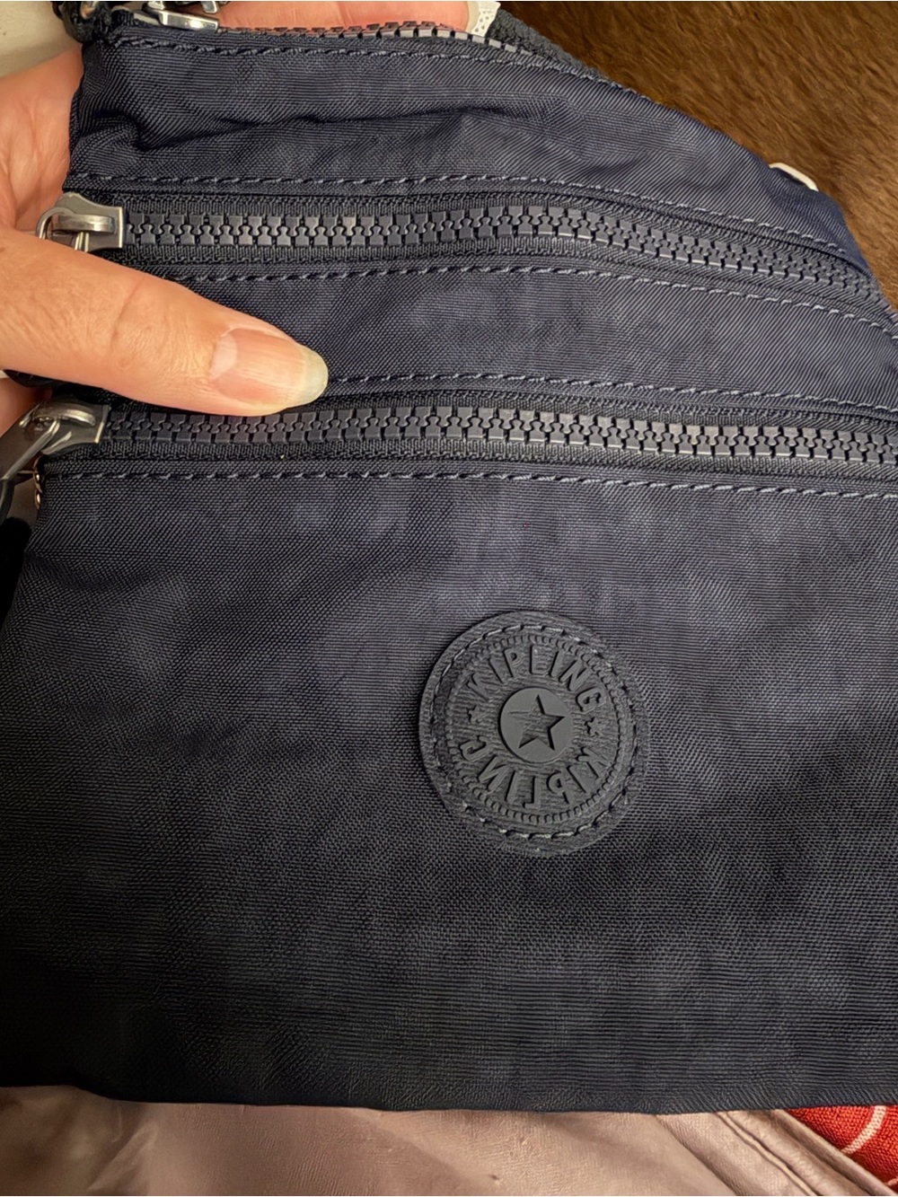 Kipling Navy Belt Bag with Dual Zip Front Pockets